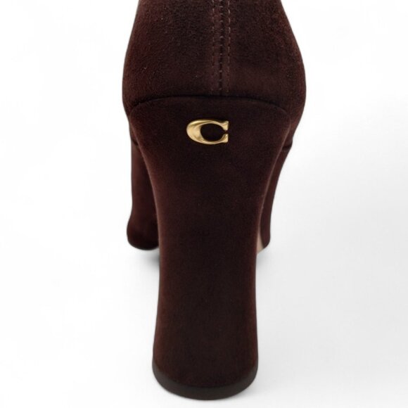 Coach Women's Size 8.5 Cece Maple Suede Pointed Toe Block Heel Tall Boots CN159 - Picture 11 of 16